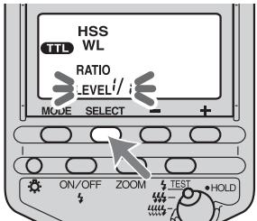 SONY HVL-F56AM - Press the select button to display "LEVEL" on the data panel. - 1