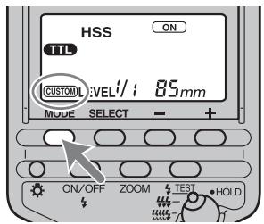 SONY HVL-F56AM - Druk op de toets MODE. - 1