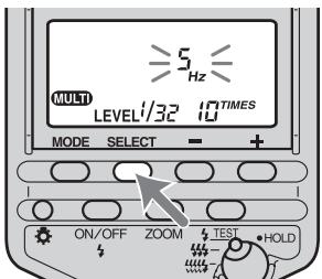 SONY HVL-F56AM - Drucken Sie die Taste SELECT, so dass „Hz“ blinkt. - 1