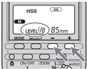 SONY HVL-F56AM - Wahlen Sie mit der Taste + oder - die einzustellende Leistungsstufe aus. - 1