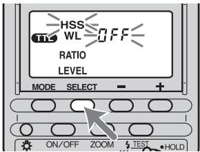 SONY HVL-F56AM - Druk op de toets SELECT zodate "HSS" gaat knipperen. - 1