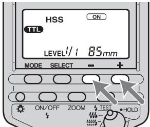SONY HVL-F56AM - Tenere premuti contemporaneamente i tasti + e - per tre secondi. - 1