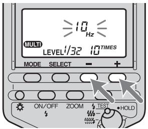 SONY HVL-F56AM - Wahlen Sie mit der Taste + oder - die Blitzfrequenz aus. - 1