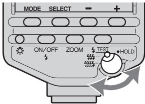 SONY HVL-F56AM - Set the test-flash mode selection/hold switch to the desired mode. - 1