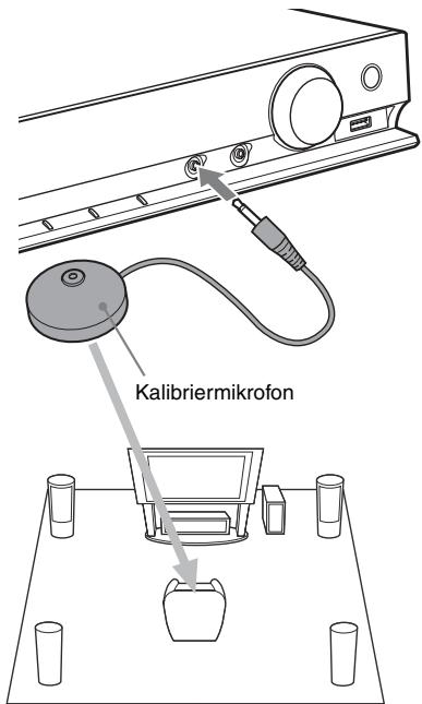 SONY DAV-DZ330 - Schließen Sie das Kalibriermikrofon (mitgeliefert) an die Buchse A.CAL MIC an der Vorderseite an. - 1
