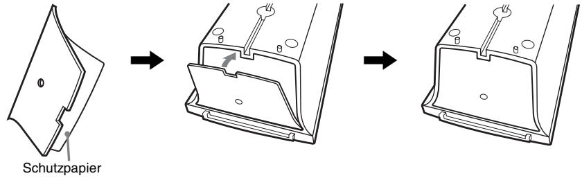 SONY DAV-DZ330 - Entfernen Sie das Schutzpapier von der Abdeckung für die Lautsprecherunterseite und bringen Sie dann die Abdeckung für die Lautsprecherunterseite unten am oberen Teil des Lautsprechers an. - 1