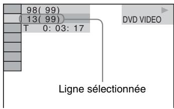 98(99) 13(99) T 0:03:17 DVD VIDEO Ligne sélectionnée