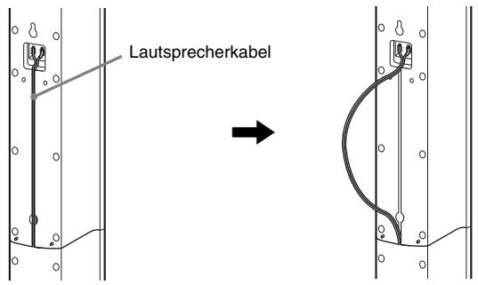 SONY DAV-DZ330 - Ziehen Sie das Lautsprecherkabel aus der Kerbe an der Rückseite des Lautsprechers. - 1