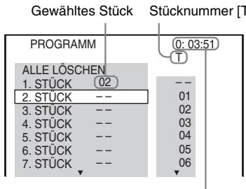 SONY DAV-TZ630 - Beispiel: So programmieren Sie Stück 2 als erstes Stück - 1