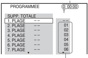PROGRAMMEE 0: 00:00 SUPP. TOTALE 1. PLAGE -- -- 2. PLAGE -- -- 3. PLAGE -- -- 4. PLAGE -- -- 5. PLAGE -- -- 6. PLAGE -- -- 7. PLAGE -- -- -- 01 02 03 04 05 06