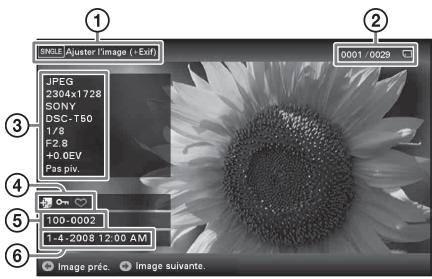 SONY DPF-X95 - À propos des informations affichées sur l'écran LCD - 1