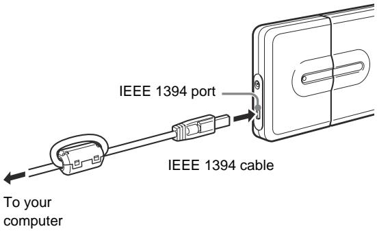 IEEE 1394 port IEEE 1394 cable To your computer