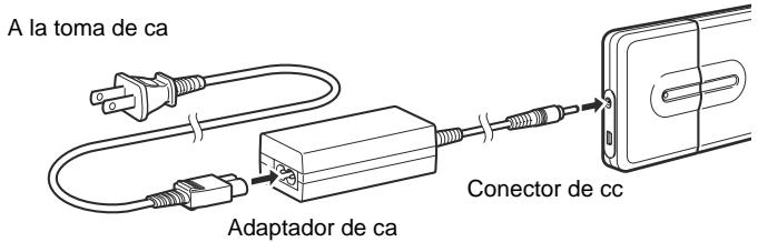 A la toma de ca Adaptador de ca Conector de cc