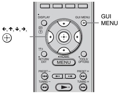 DISPLAY GUI MENU ←, ↑, ↓, →, RETURN EXIT HOME TOOLS OPTIONS MENU PRESET- TUNING- PRESET+ TUNING + GUI MENU