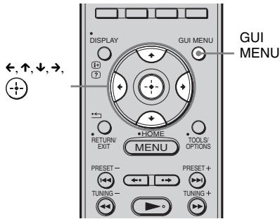 DISPLAY GUI MENU ←, ↑, ↓, →, RETURN EXIT HOME MENU TOOLS OPTIONS PRESET - TUNING - PRESET + TUNING + GUI MENU