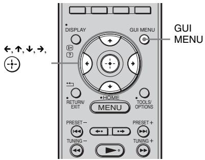 DISPLAY GUI MENU ←, ↑, ↓, →, RETURN EXIT HOME TOOLS OPTIONS MENU PRESET - TUNING - PRESET + TUNING + GUI MENU