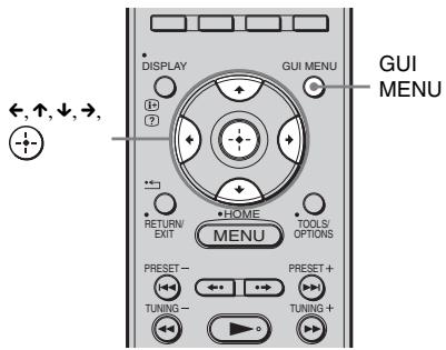 DISPLAY GUI MENU ←, ↑, ↓, →, RETURN EXIT HOME TOOLS OPTIONS MENU PRESET - TUNING - PRESET + TUNING + GUI MENU