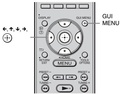DISPLAY GUI MENU ←, ↑, ↓, →, ⑦ RETURN EXIT HOME TOOLS/ OPTIONS MENU PRESET - TUNING - PRESET + TUNING + GUI MENU