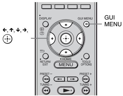 DISPLAY GUI MENU ←, ↑, ↓, →, RETURN EXIT HOME MENU TOOLS/ OPTIONS PRESET - TUNING - PRESET + TUNING + GUI MENU