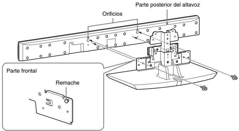SONY HT-CT500 - Fije el soporte de extensión (suministrado) al soporte para el televisor mediante los tornillos grandes (+PSW5 × 12 mm) (suministrados). - 2