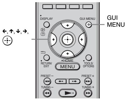 DISPLAY GUI MENU ←, ↑, ↓, →, RETURN EXIT HOME TOOLS/ OPTIONS MENU PRESET- TUNING- PRESET+ TUNING + GUI MENU