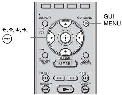 DISPLAY GUI MENU ←, ↑, ↓, →, RETURN/ EXIT HOME TOOLS/ OPTIONS MENU PRESET- TUNING- PRESET+ TUNING + GUI MENU