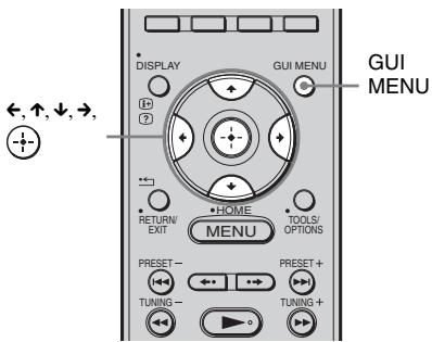 DISPLAY GUI MENU ←, ↑, ↓, →, RETURN EXIT HOME TOOLS/ OPTIONS MENU PRESET - TUNING - PRESET + TUNING + GUI MENU