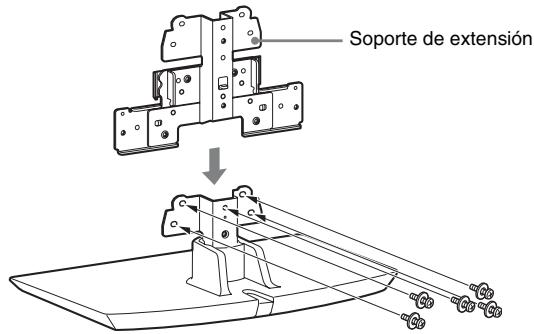 SONY HT-CT500 - Fije el soporte de extensión (suministrado) al soporte para el televisor mediante los tornillos grandes (+PSW5 × 12 mm) (suministrados). - 1