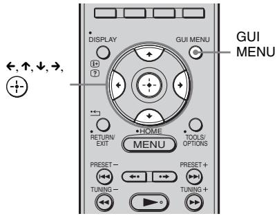 DISPLAY GUI MENU ←, ↑, ↓, →, ① ② RETURN/ EXIT HOME TOOLS/ OPTIONS MENU PRESET- TUNING- PRESET+ TUNING + GUI MENU