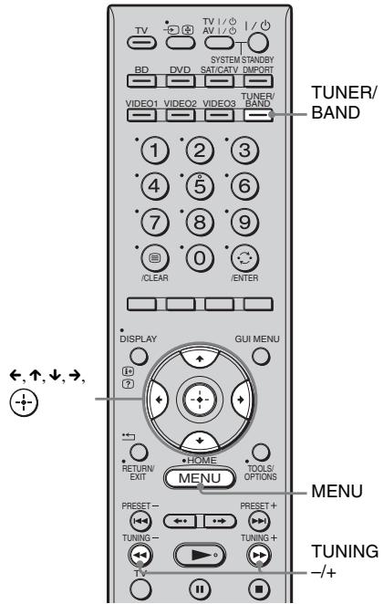 TV BD DVD SYSTEM STANDBY SAT/CATV IMPORT VIDEO1 VIDEO2 VIDEO3 TUNER/ BAND /CLEAR /ENTER 1 2 3 4 5 6 7 8 9 0 TUNER/ BAND DISPLAY GUI MENU RETURN/ EXIT HOME TOOLS/ OPTIONS MENU PRESET- TUNING- TUNING+ TV MENU TUNING +/+
