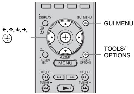 DISPLAY GUI MENU ←, ↑, ↓, →, RETURN EXIT HOME MENU TOOLS/ OPTIONS PRESET - TUNING - PRESET + TUNING + GUI MENU TOOLS/ OPTIONS