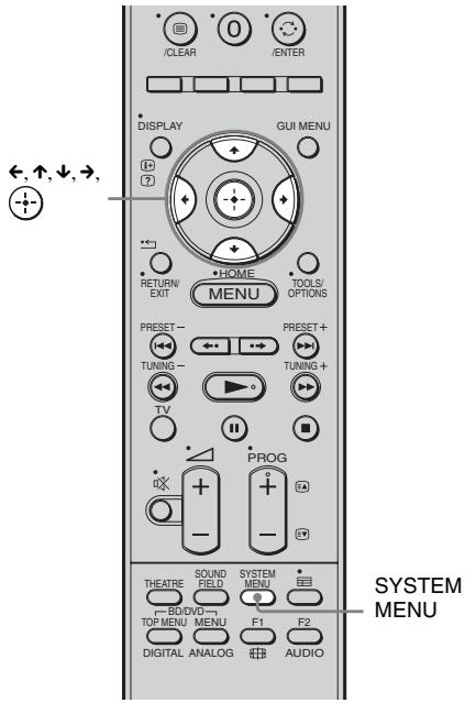 CLEAR 0 /ENTER DISPLAY GUI MENU H 2 HOME RETURN/ EXIT MENU TOOLS/ OPTIONS PRESET- TUNING- TUNING+ TV PROG THEATRE SOUND FIELD SYSTEM MENU - DVD - TOP MENU MENU F1 F2 DIGITAL ANALOG AUDIO ←,↑,↓,→, SYSTEM MENU