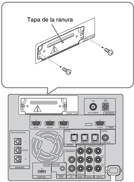 SONY HT-CT500 - Quite los tornillos y retire la tapa de la ranura. - 1