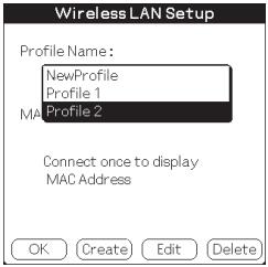 SONY CLIE PEGA-WL110 - Appuyez ▼ sous [Profile Name] et sélectionnez le nom de profil que vous souhaitez utiliser. - 1