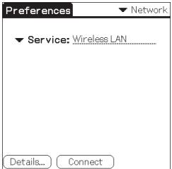 Preferences ▼ Network ▼ Service: Wireless LAN Details... Connect