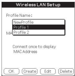 SONY CLIE PEGA-WL110 - Appuyez ▼ sous [Profile Name] et sélectionnez le nom de profil que vous souhaitez utiliser. - 1