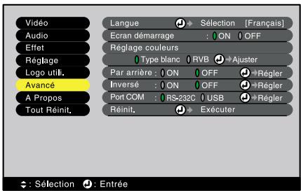 EPSON EMP-800 - Menu avancé - 1