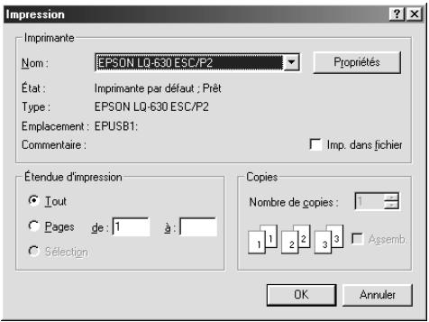 EPSON LQ-630S - Accès au pilote d'impression à partir des applications Windows - 1