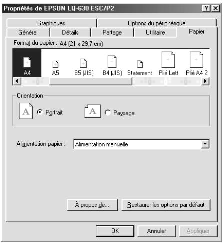 EPSON LQ-630S - Modification des paramètres du pilote d'impression - 1