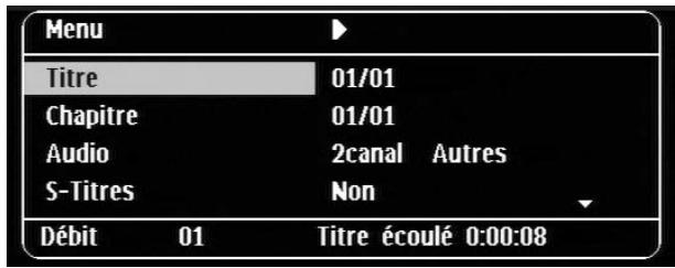 EPSON EH-DM3 - Exécution d'opérations à partir de l'écran d'informations de lecture - 2
