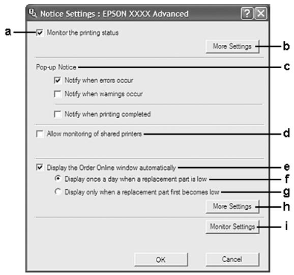 EPSON WORKFORCE AL-C500 SERIES - Notice Settings (Paramètres Avertissement) - 1