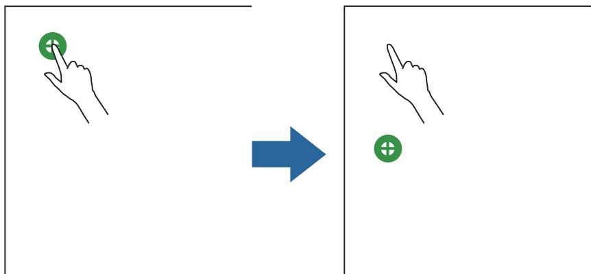 Diagram showing hand cursor clicking a green plus button next to a blue arrow, indicating right-hand rule or instruction.