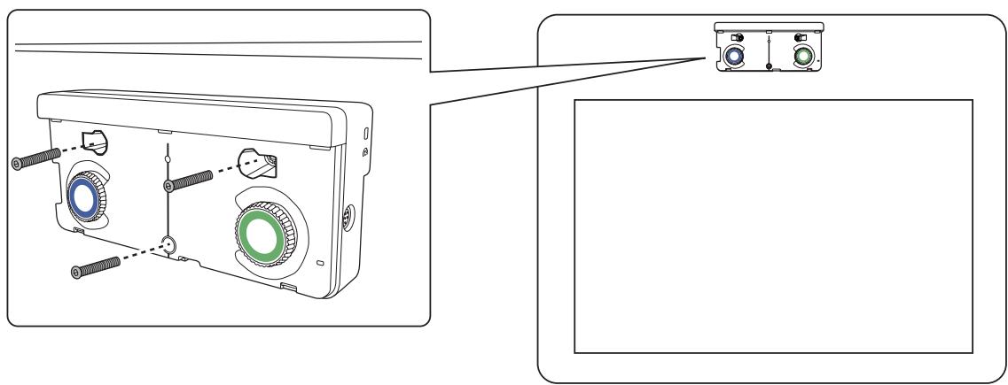 Technical diagram showing a device with labeled components and an external view of the front panel.