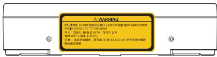 WARNING CAUTION: CLASS 38 INVERSIBLE LASER RADIATION WHEN OPEN AVOCING OUTPUT FOR THIS SIAM 추见: 指示: ASI 38 ASI, ASI 20 ASI, ASI 10 ASI 注意: 本产品规格特写, 具有 50% (CLASS 38) 不可见激光触 度光放大器