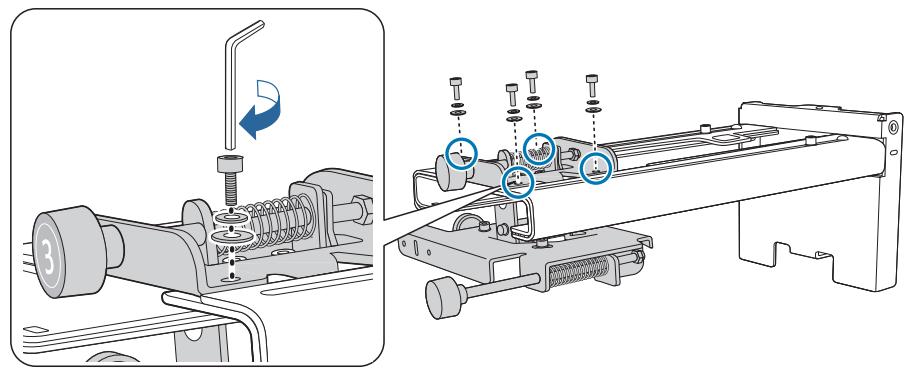 Technical diagram showing mechanical assembly with labeled parts and directional arrows indicating motion or movement.