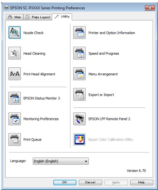 EPSON SURECOLOR SC-P8000 - Récapitulatif de l'onglet utilitaire - 1