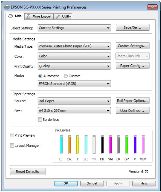 EPSON SURECOLOR SC-P8000 - Récapitulatif du pilote d'impression - 1