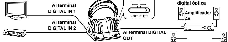 AI terminal DIGITAL IN 1 AI terminal DIGITAL IN 2 INPUT SELECT AI terminal DIGITAL OUT digital óptica Amplificador AV