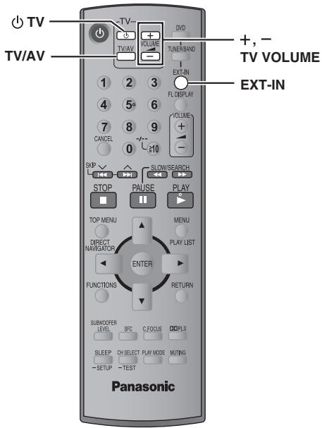TV TV/AV +,- TV VOLUME EXT-IN 1 2 3 4 5 6 7 8 9 CANCEL 0 10 SKIP ↑ SLOW/SEARCH STOP PAUSE PLAY TOP MENU MENU DIRECT NAVIGATOR PLAY LIST ENTER FUNCTIONS RETURN SUBWORKER SPC C/OOCUS DPLII LEVEL SLEEP CH/SELECT PLAY MODE MUTING -SETUP -TEST Panasonic