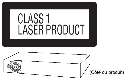 CLASS 1 LASER PRODUCT (Côté du produit)